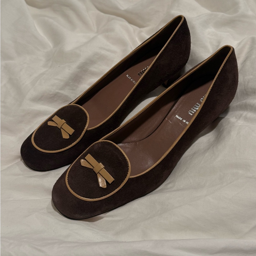 Miu miu brown suede kitten heels